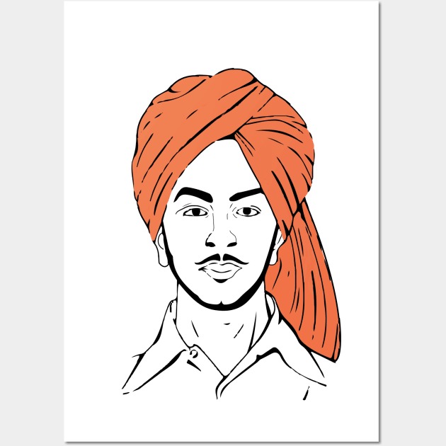 Bhagat Singh The Punjabi Indian Hero Freedom Fighter shirt Wall Art by alltheprints